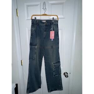HIgh Rise Cargo Jeans Pants size 5/6 wide leg